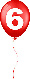 numero 6 en un globo rojo, aniversario numero 6, cumpleaños numero 6, sticker para decorar cumpleaños
