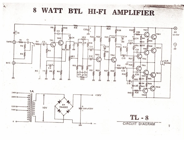 Skema Amplifer 8 watt, 10 watt, 15 watt, 20 watt 