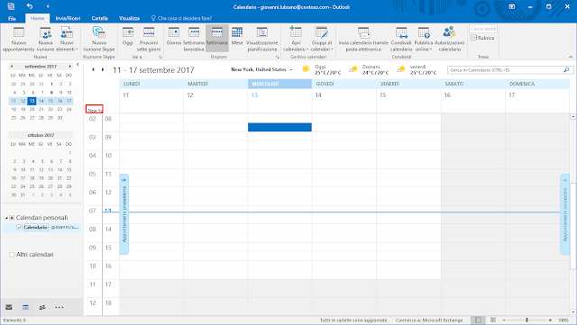 Calendario Outlook, doppio fuso orario