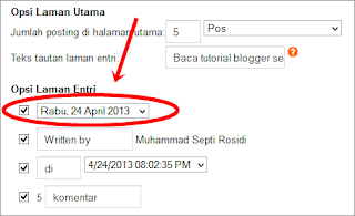 Opsi laman entri,tanggal posting,waktu posting,format tanggal,pengaturan waktu,setting waktu