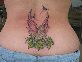Angel Tattoo Design on Girls Lower Back
