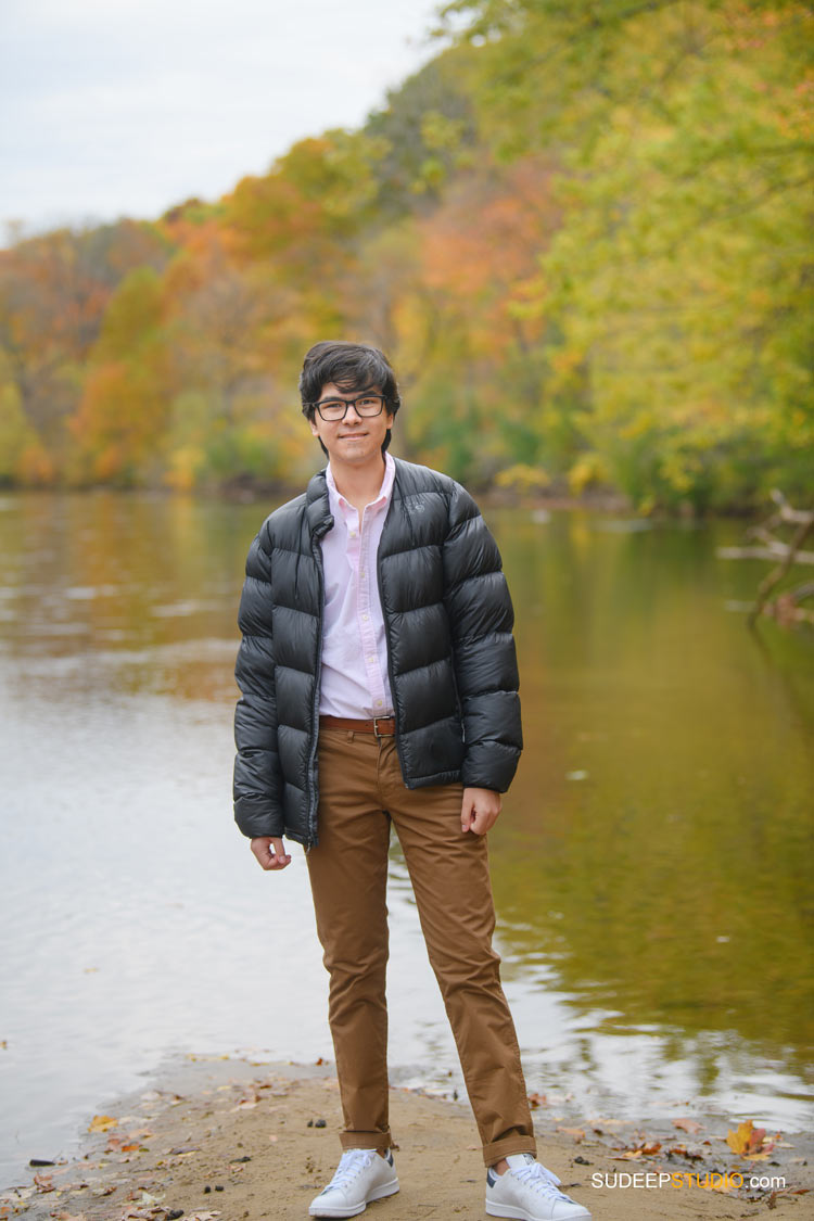 Senior Portrait for Guys Community School in Nature Fall Colors SudeepStudio.com Ann Arbor Senior Pictures Photographer