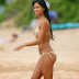 Hot  Nicole Scherzinger Beige bikini beach photo cleavage sexy long legs and butt