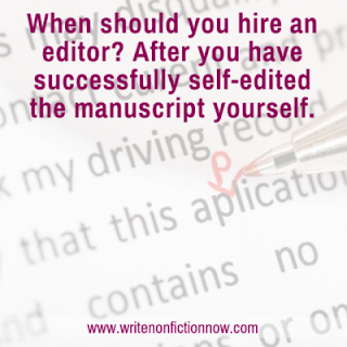 poster advising reader to self-edit their manuscript before submitting to a professional editor