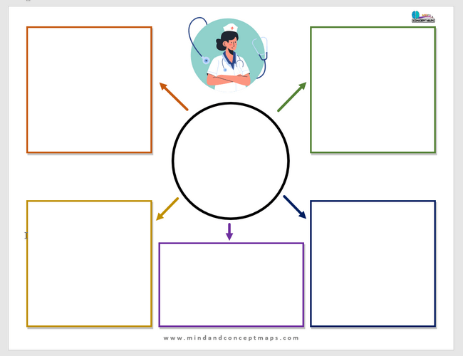 Blank nursing concept map template for completion - Design 8 with Image