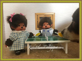 kiki monchhichi miniature meuble poupée table ping pong handmade fait main berger australien