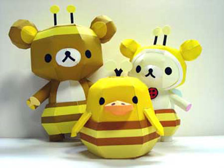 Relax Bear Rilakkuma Honey Bee Papercraft