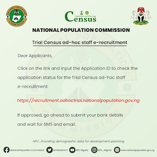 Link to check Trial Census Ad-hoc Staff e-Recruitment Application Status 