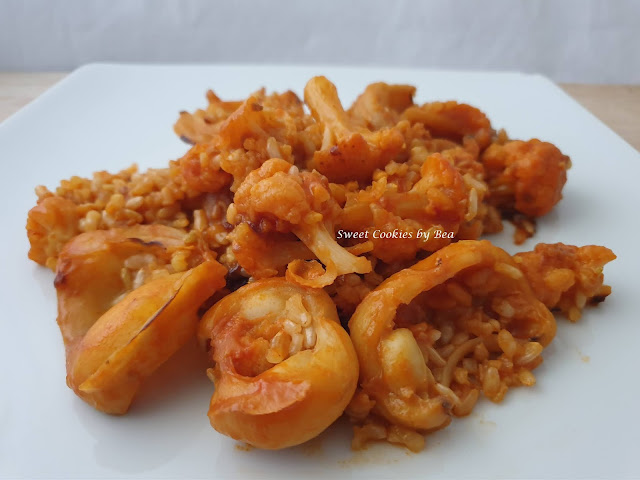 arroz con sepia y coliflor