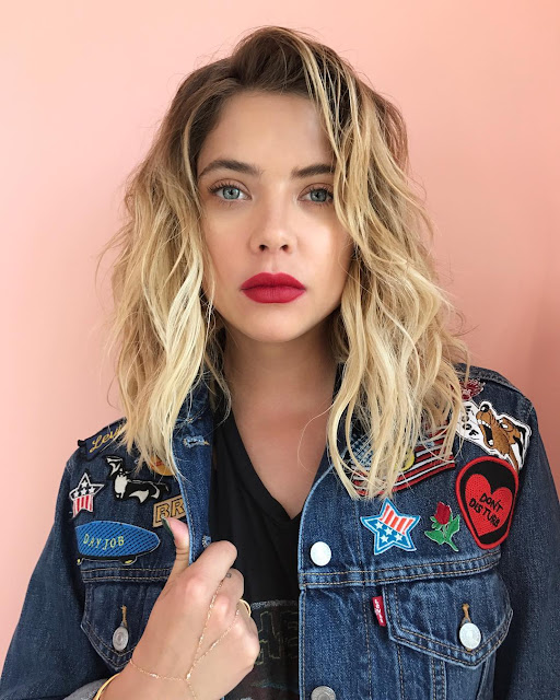 Ashley Benson wearing Levi's Limited Ex-Boyfriend Patched Denim Trucker Jacket