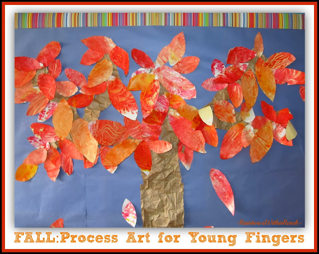 Autumn Leaves Process Art Bulletin Board via RainbowsWithinReach