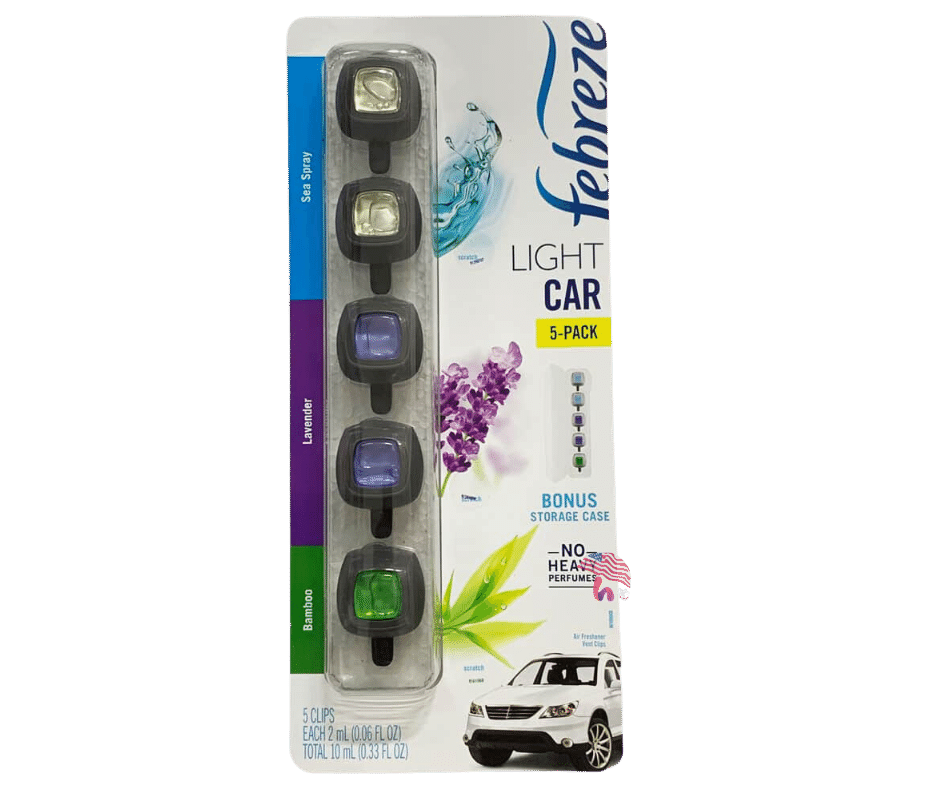 Nước hoa xe hơi Febreze Light Car Set 5 cái x2ml 3 mùi (Sea Spray, Lavender, Bamboo)