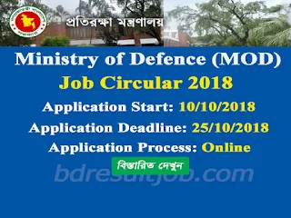 Ministry of Defence (MOD) Job Circular 2018