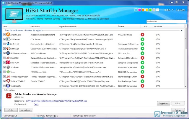 HiBit StartUp Manager : pour gérer les logiciels qui s'exécutent au démarrage de votre ordinateur