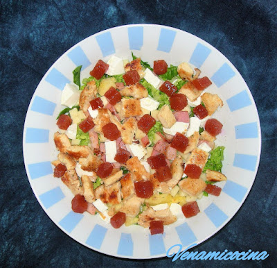 Ensalada templada con membrillo