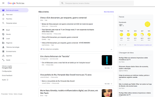 Tela do Google Notícias