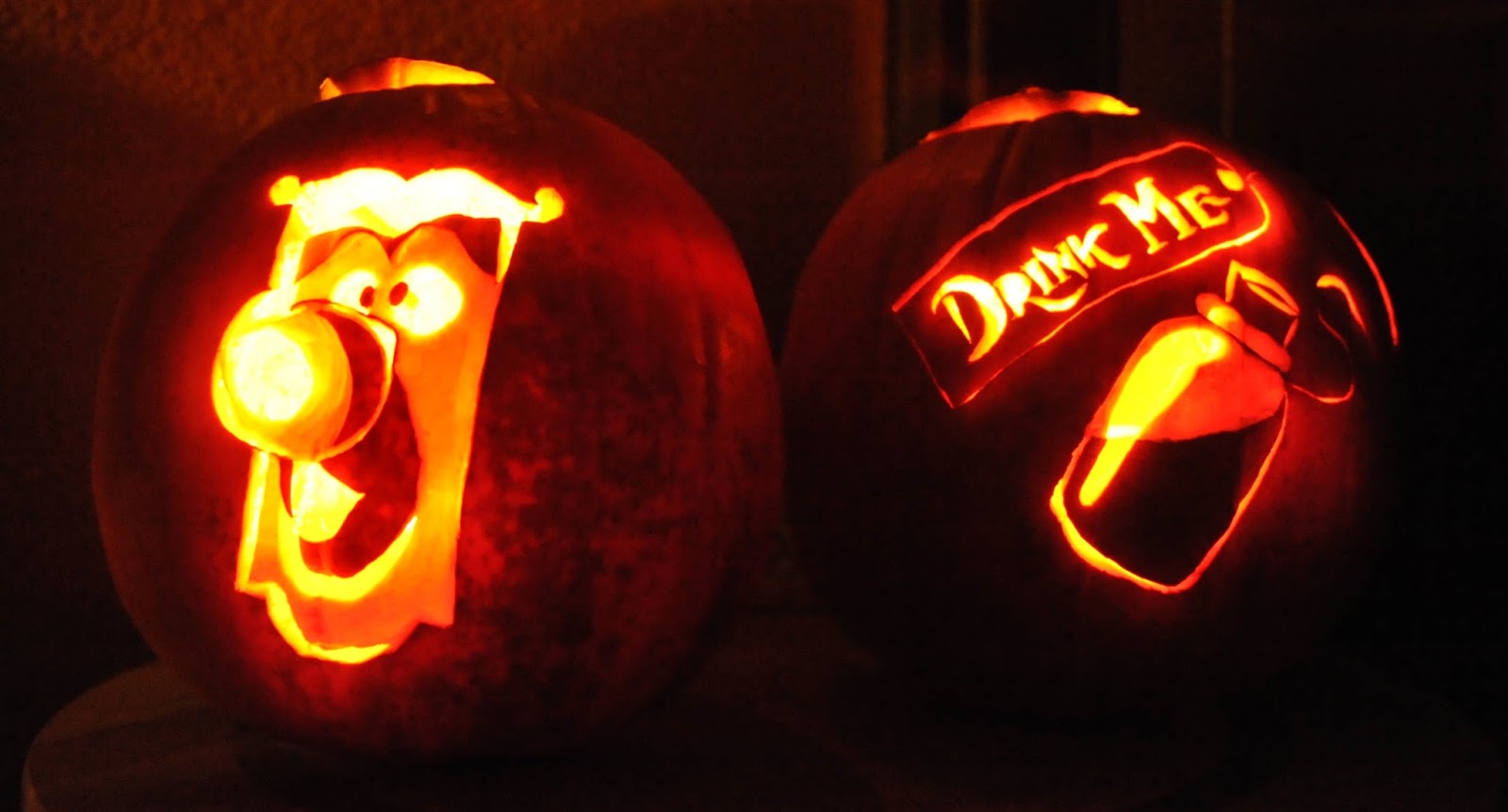 Carved Alice in Wonderland Pumpkins