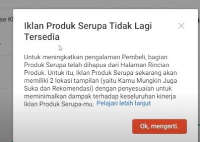 Menghentikan Iklan Temuan di bahagian Produk Yang Serupa