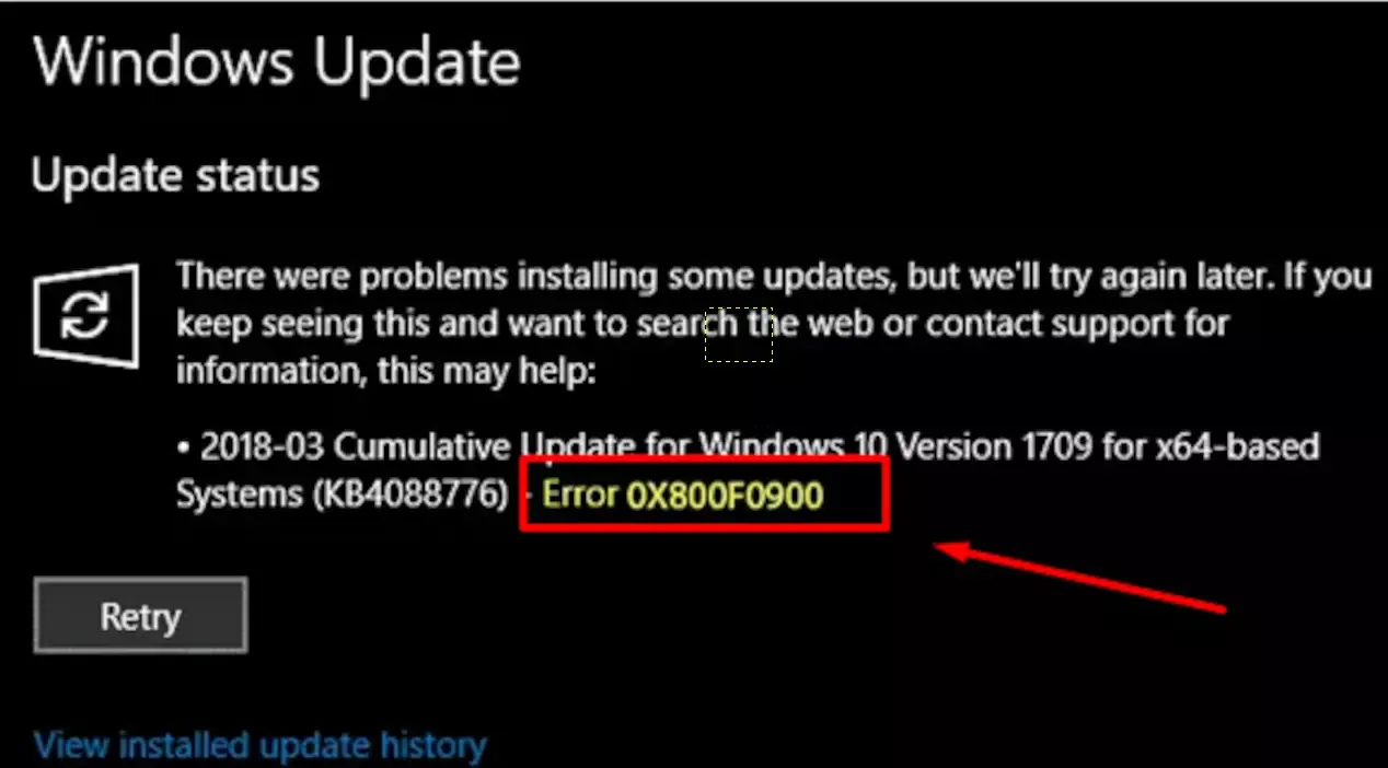 cara mengatasi error code 0x800f0900