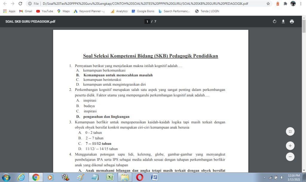 Contoh soal p3k pedagogik pendidikan dan kunci jawaban - antapedia.com