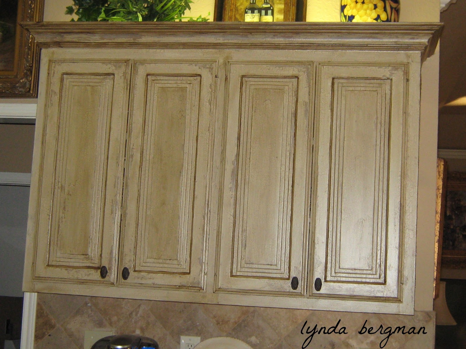 White Antiqued Cabinets