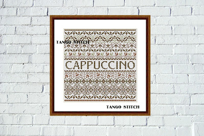 Coffee Cappuccino cross stitch ornaments pattern - Tango Stitch