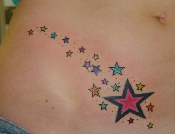 lower hip tattoo. Star Hip Tattoos