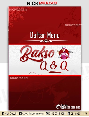 Contoh Desain List Menu / Buku Menu/ Daftar Menu Caffe Bakso Warna Maroon | Percetakan Murah Tanjungbalai