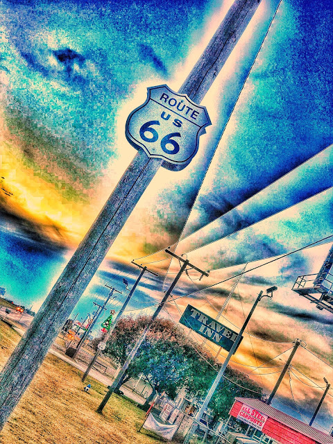 Route 66 Sign on Watercolor Paper by Jim Rode Photographer at Friday Night Art in Oklahoma City