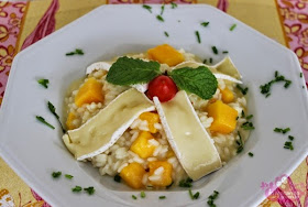 risoto com queijo brie, manga e gengibre