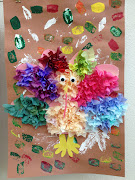 Here is their ADORABLE Turkey art that she came and did with my class this .