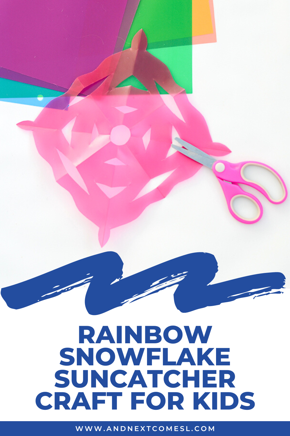 Rainbow snowflake suncatcher craft for kids