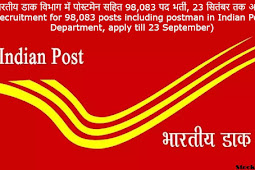 भारतीय डाक विभाग में पोस्टमैन सहित 98,083 पदों पर भर्ती, 23 सितंबर तक अप्लाई (Recruitment for 98,083 posts including postman in Indian Postal Department, apply till 23 September)