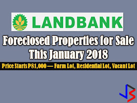 If you are looking for a real estate property and want to save money, it is best to check for foreclosed properties from the bank and other financing institutions.   Foreclosed properties are partially paid by homeowner or land owners and re-acquired by the bank because owners can no longer pay the outstanding balance.  These properties are tags as foreclosed and available for sale at a lower price.  The following list of foreclosed properties is taken from the Landbank of the Philippines website for general information purposes only. Contact directly with the bank or with the contact number provided in this post, since we are not affiliated with them.   If you wish to contact the Landbank branches where the properties are registered, click this link for the complete list of Landbank branches nationwide with their corresponding contact information. 