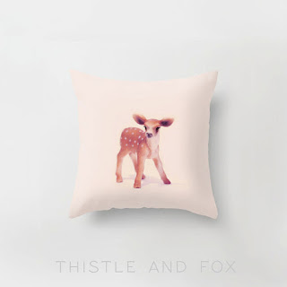 Little Fawn in Pink, Pillow Slip Cushion Cover, Forest Creature Woodland Fauna Deer | Made to Order baby girl nursery chair cushion