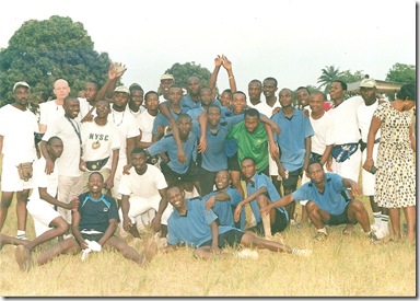 Jide and His Platoon Football Teammates after emerging champions of the football competition.
