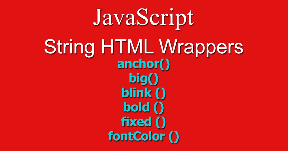 Using String HTML Wrappers - anchor(), big(), blink (), bold (), fixed ...