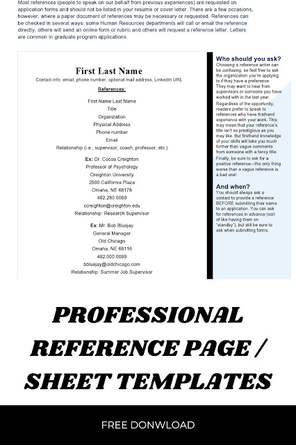 Professional Reference List Templates in Word Format