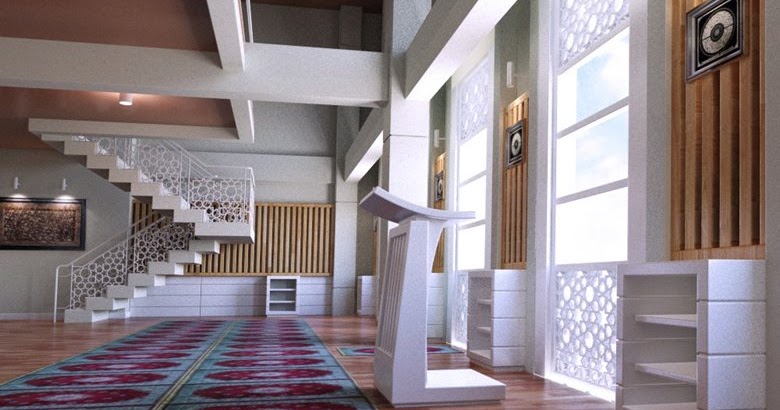 Desain interior masjid di makassar posisinya yang unik 