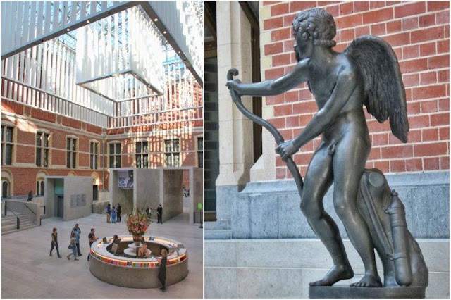 Entrada del Museo Rijksmuseum en Amsterdam – Escultura en la entrada del museo Rijksmuseum