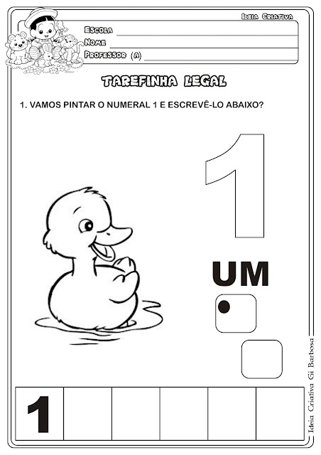 Atividade Numeral 1 Temática Animais