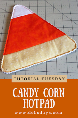 Homemade Candy Corn Hot Pad from Fabric Scraps