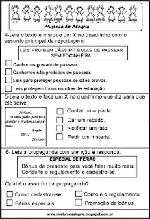 Avaliação diagnóstica para 3º ano