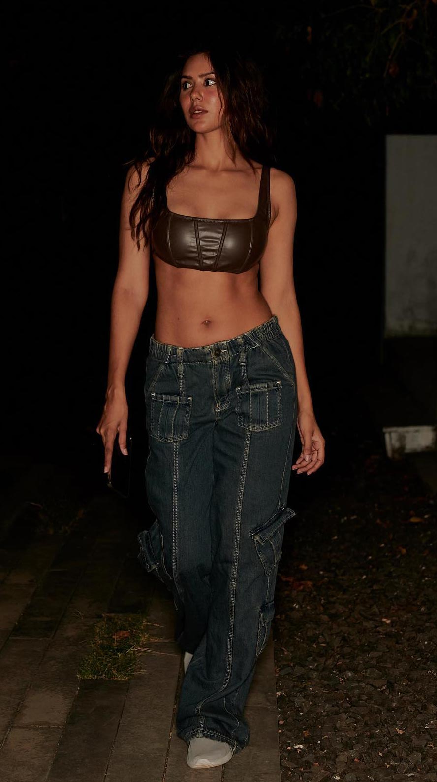 Sonam Bajwa navel midriff tiny top jeans hot punjabi actress