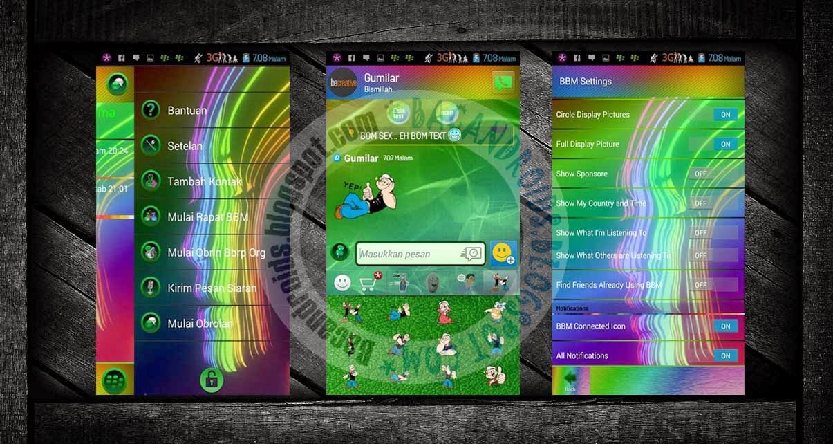 download BBM Mod 2.7.0.23 Rainbow Theme Full pelangi gratis