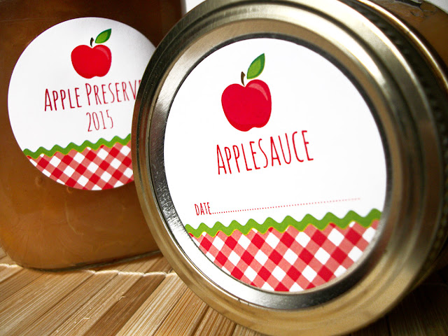 Gingham Apple Canning Jar Labels