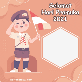 design tema, logo, stiker, background dan bingkai foto twibbon hari pramuka 2021