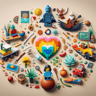 image created by AI using the themes of mindfulness, lego serious play and shamanism