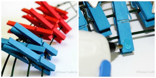 4th of July wreath DIY tutorial clothespin patriotic red white blue arranging