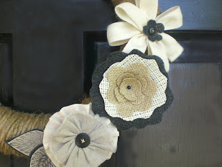 Jute and Burlap Wreath with Flowers